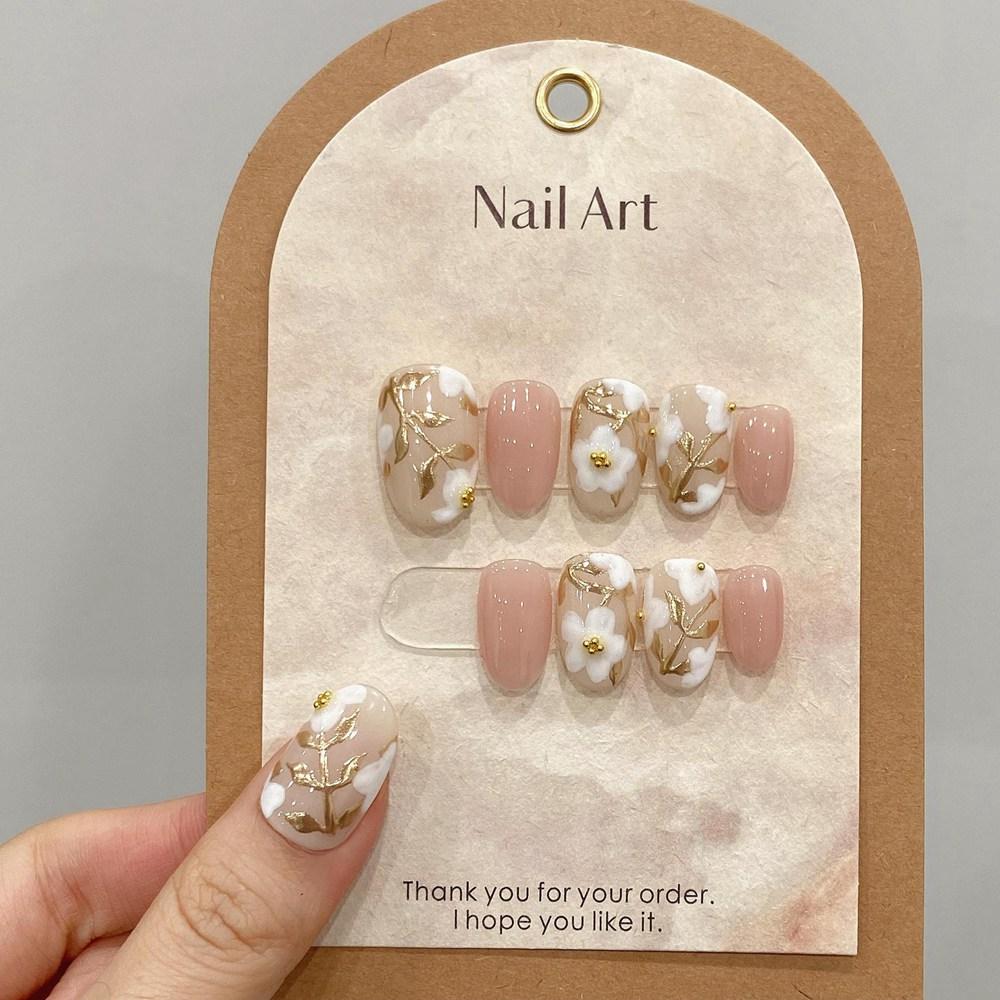 Handmade 3D Green Fairy Gradient Butterfly Almond Press On Nails With Glue Reusable Full Cover Artificial Nail Tips