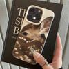 Чехол для телефона с рисунком оленей Сика, узор из кожи личи, для iPhone 17 16e 16 15 14 13 12 11 Air Pro Max Plus X XR XSMax