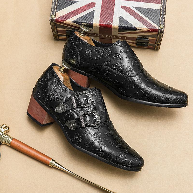 Новые мужские ботинки большого размера на высоком каблуке, увеличивающие рост, с острым носком, свадебная обувь, модные облегающие обувь для ног, дышащие, повседневные, трендовые кожаные ботинки