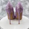 Фиолетовые весенние женские туфли с острым носом, тонким каблуком, французским темпераментом, 12 см высотой, новые одинарные туфли 2025 для женщин