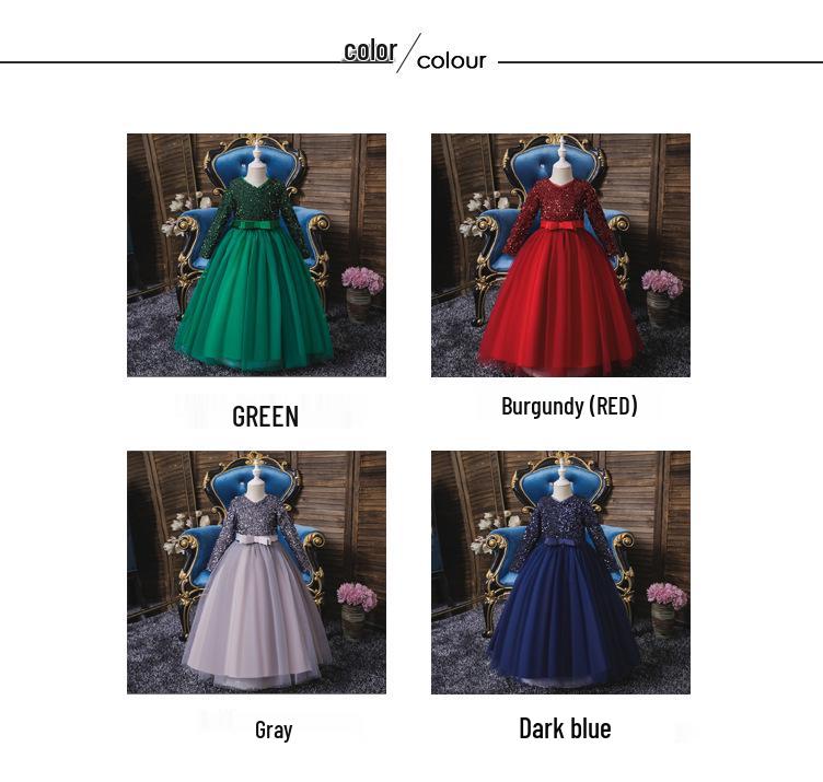 Новое вечернее платье принцессы с пайетками для девочек - Детская длинная формальная одежда
