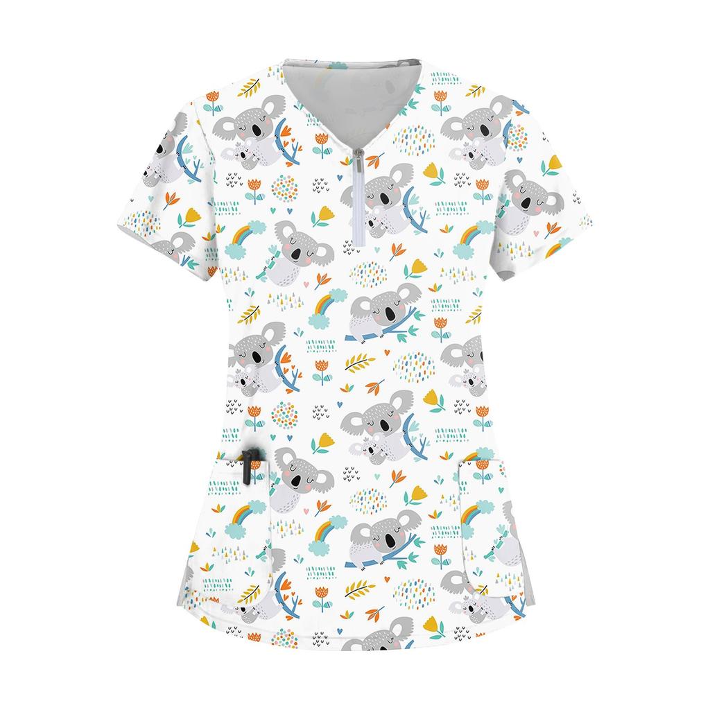 Women's Zip Collar Fashion Casual Small Animal Prints Tops Dry-nurse Top