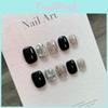 Fashion Nail Art Stickers With Black Glitter Water Diamoans And Star Patterns For Home Manicure And Gift For Teens