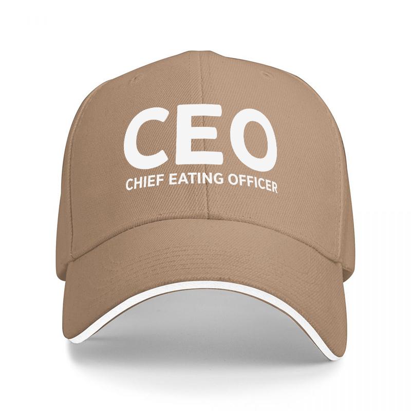 CEO Chief Eating Officer Black Baseball Cap with White Trim and Bold Text Design for Food Lovers and Fun Fashion StateUnisexts