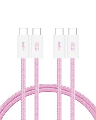 Belkin до 240 Вт PD Совместимый с iPhone и другими Android Набор CAB019qc05PK2PK Кабель USB-C USB-C, Сверхпрочный нейлон, Сверхбыстрая зарядка, 15/16,
