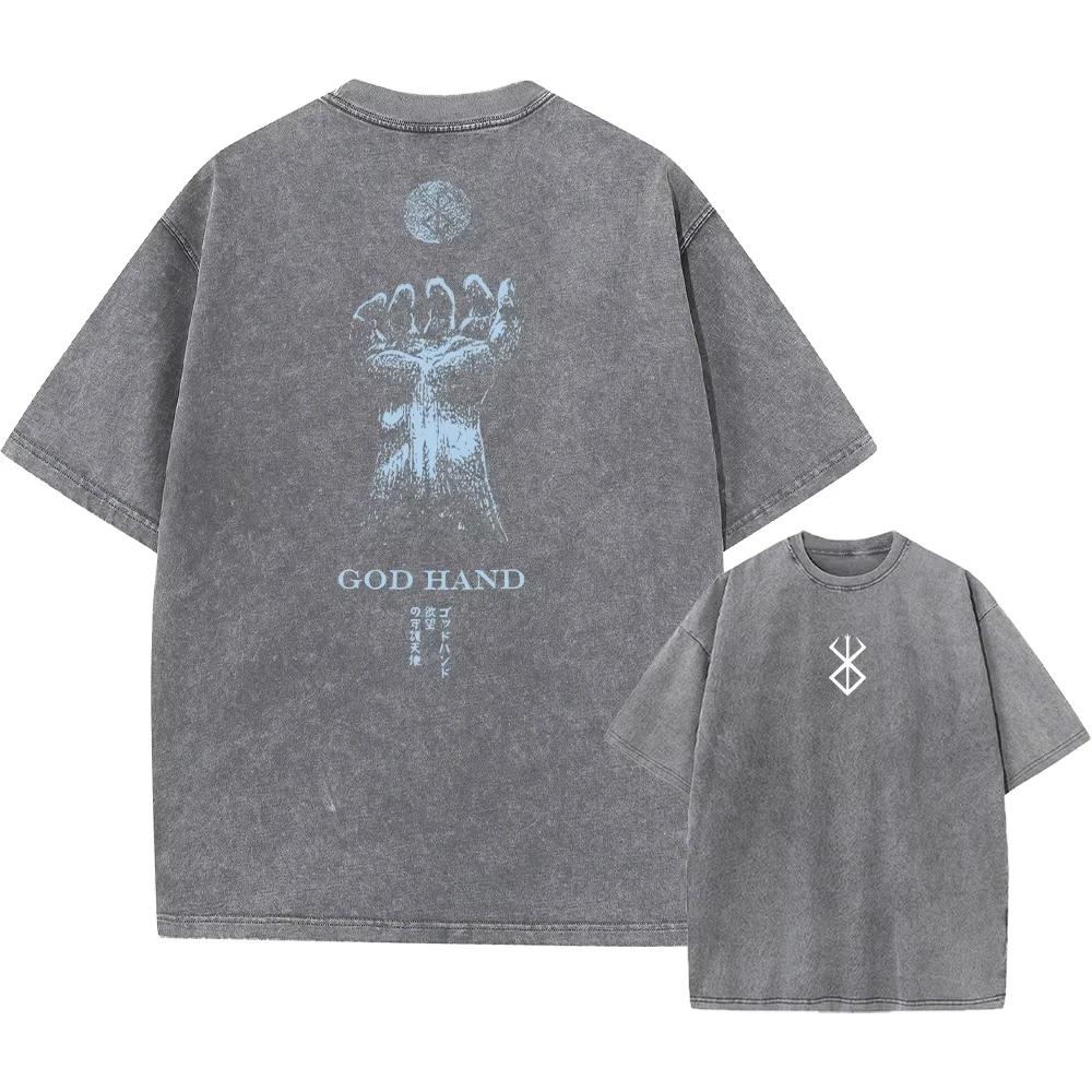 Harajuku Vintage Tshirt Streetwear Japanese Anime Graphic Print Washed Short Sleeve Oversized TShirt Unisex Casual Tees Top Unisex