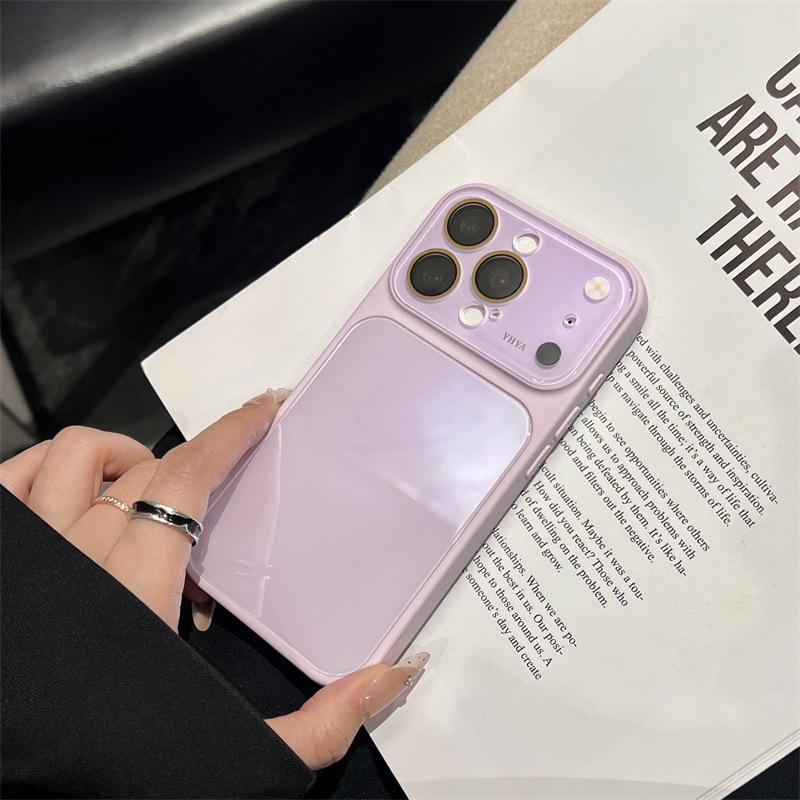 Solid Color Personalized Protective Case for iPhone 17 Pro Max with Large Glass Back Panel
