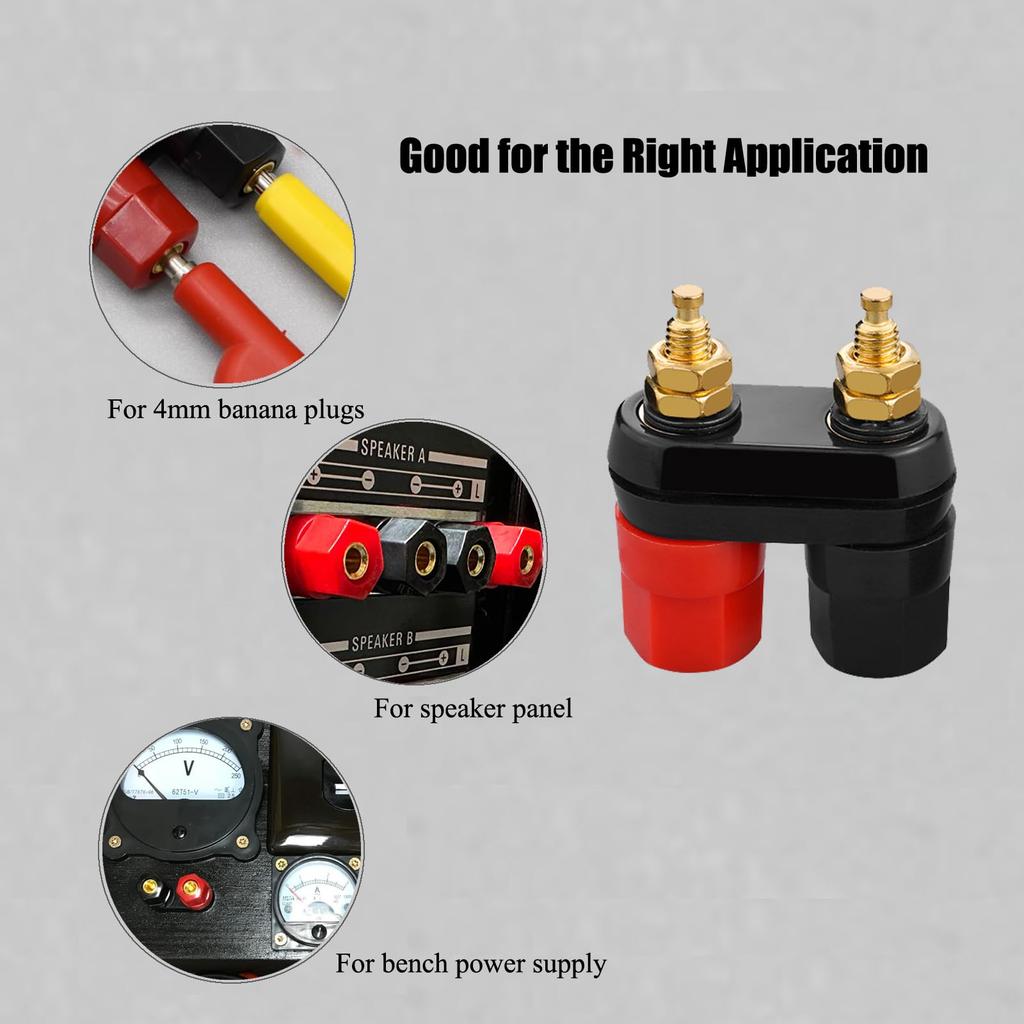 EIGHTNOO Gold Speaker Red Banana Plug Compatible Terminals, & Black, 2-Gang, 4-Piece Set,
