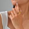 Stainless Steel Hollow Adjustable Open Ring Fine Three-layer Gold Plated Rings For Women Summer Finger Jewelry Accessories New