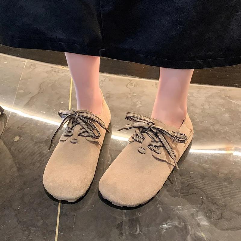 Распродажа модной женской обуви 2024 года. Модные женские туфли на плоской подошве с завязками и круглым носком. Повседневная удобная обувь на плоской подошве.