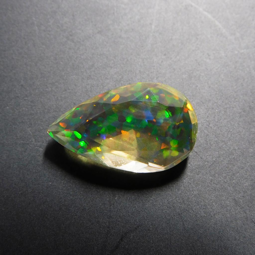 Certified Lab Created Opal 8.90 Ct Pear Excellent Loose Gemstone