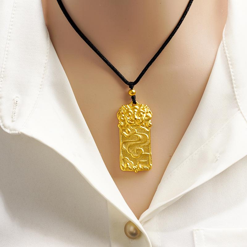Gold-plated Kirin pendant, durable and non-fading, made of copper alloy, auspicious animal necklace for men and women, couple's style, imitation