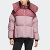 adidas Куртка Terrex W Puff Gd с принтом логотипа, застежкой-молнией, воротником-стойкой, капюшоном, легкая пуховая куртка для женщин, розовая HN1998