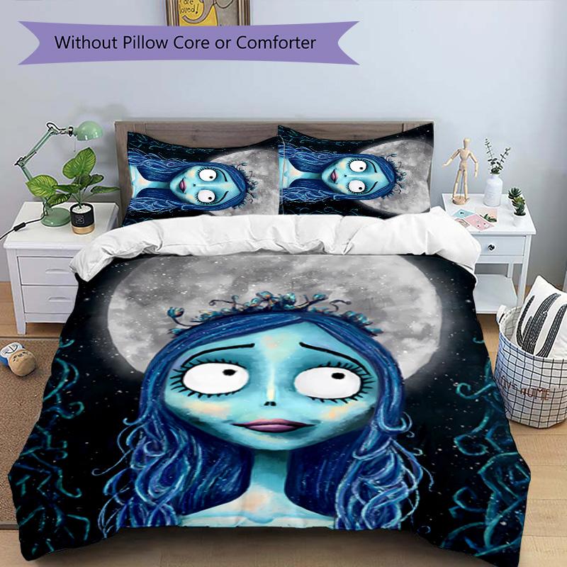 3pcs sorrow love The Corpse Bride pattern bedding set duvet cover set includes duvet cover &pillowcases, perfect all season bedroom decoration & gift