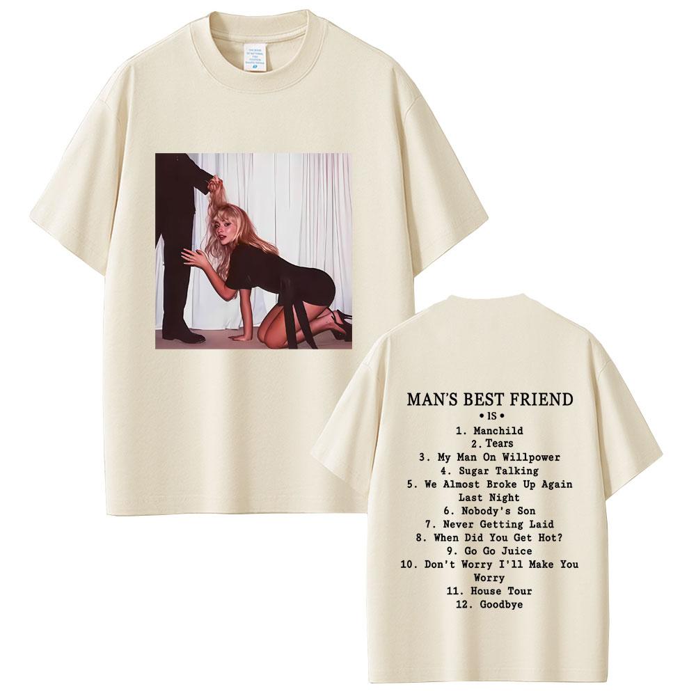 Sabrina Carpenter Mans Best Friend Album Graphic T Shirts Male Vintage Streetwear Men Women Fashion Casual Oversized Tshirt