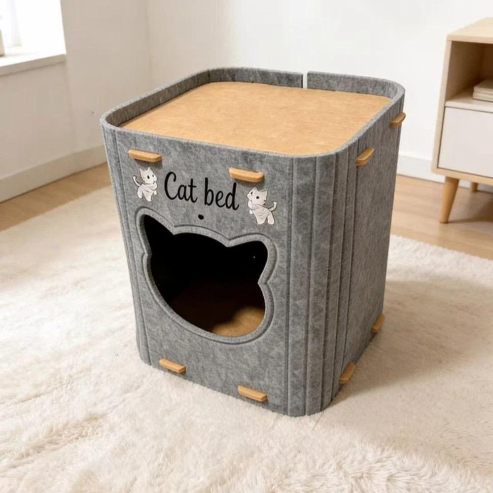 Double Layer Cat House Felt Cat Scratching Board Creativity Cat Castle Bed Cat Supplies
