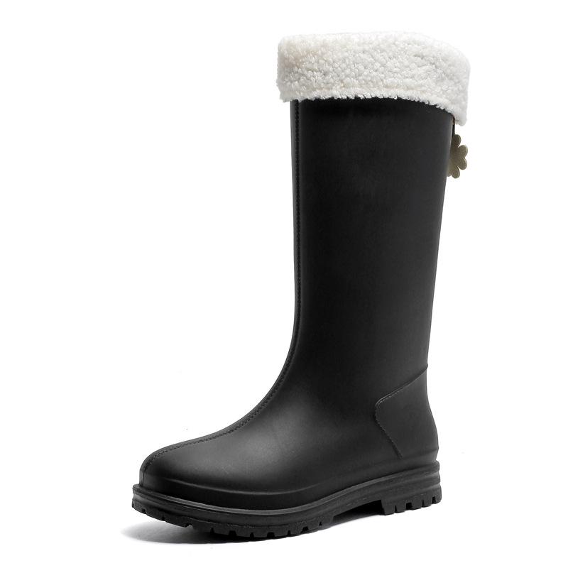 Женские резиновые сапоги в корейском стиле с бархатной подкладкой — теплые, удобные, износостойкие, с мягкой резиновой подошвой