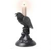 The Raven Crow Perching On Black Rose Owl Halloween Gothic Candlestick Tabletop Decoration Resin Handicraft Display Candle Holder Decorative Figurine