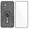 For Samsung Galaxy A35 5G Phone Case WANLONFENG PC TPU Back Cover Kickstand with Tempered Glass