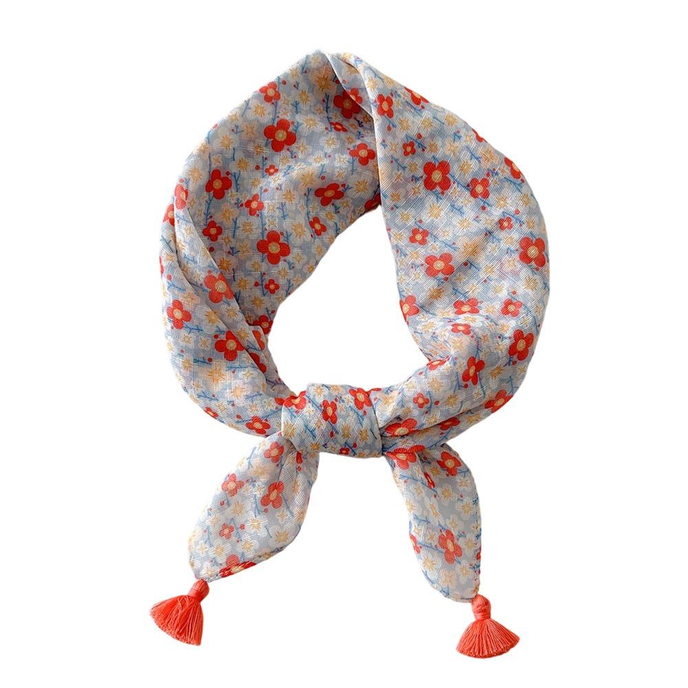 Multicolor Foulard with Tassel Head Scarf Creative Neckerchief OOTD