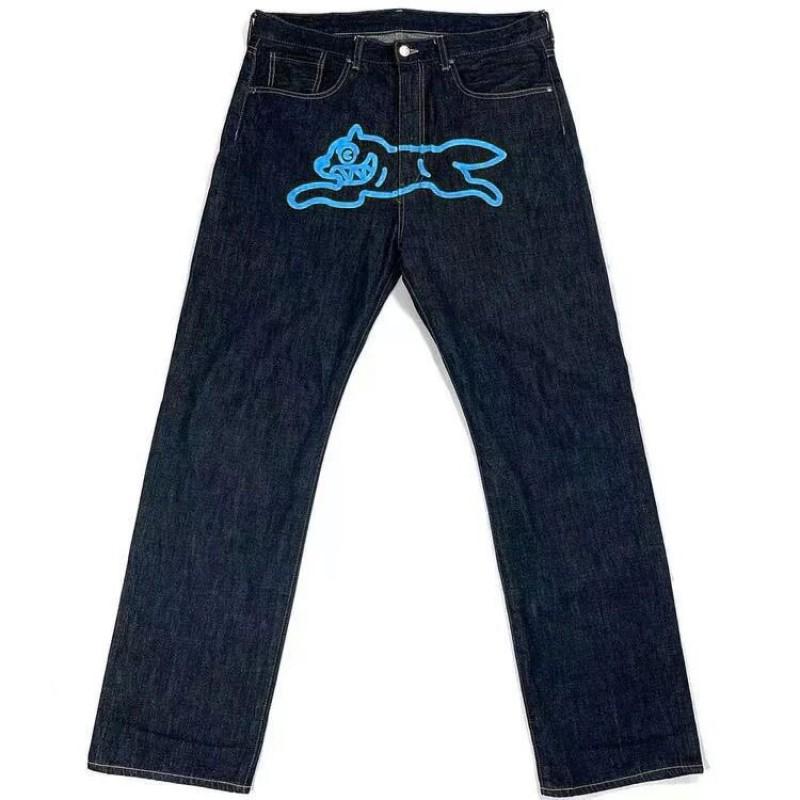 Мужские джинсы Y2K Харадзюку Хип-Хоп Свободного кроя из денима С принтом собаки Средняя посадка Прямая штанина Смесь хлопка