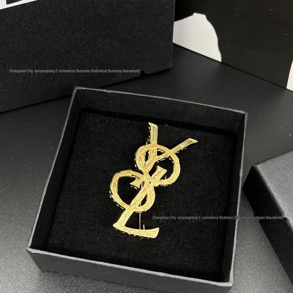 YS Ретро Брошь с бамбуковым суставом: Стильный женский модный аксессуар с оригинальным дизайном и стальным клеймом.