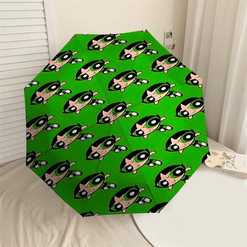1PC Warner Powerpuff Girls Automatic Open/Close Umbrella with Windproof, 25-Rib Sturdy Canopy, Durable Ribs1242A