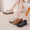 Genuine Cowhide Mom Shoes, Round Toe Versatile Casual Leather Shoes, Spring Summer Soft‑Sole Wear‑Resistant Flat Loafers for Women SA‑1011