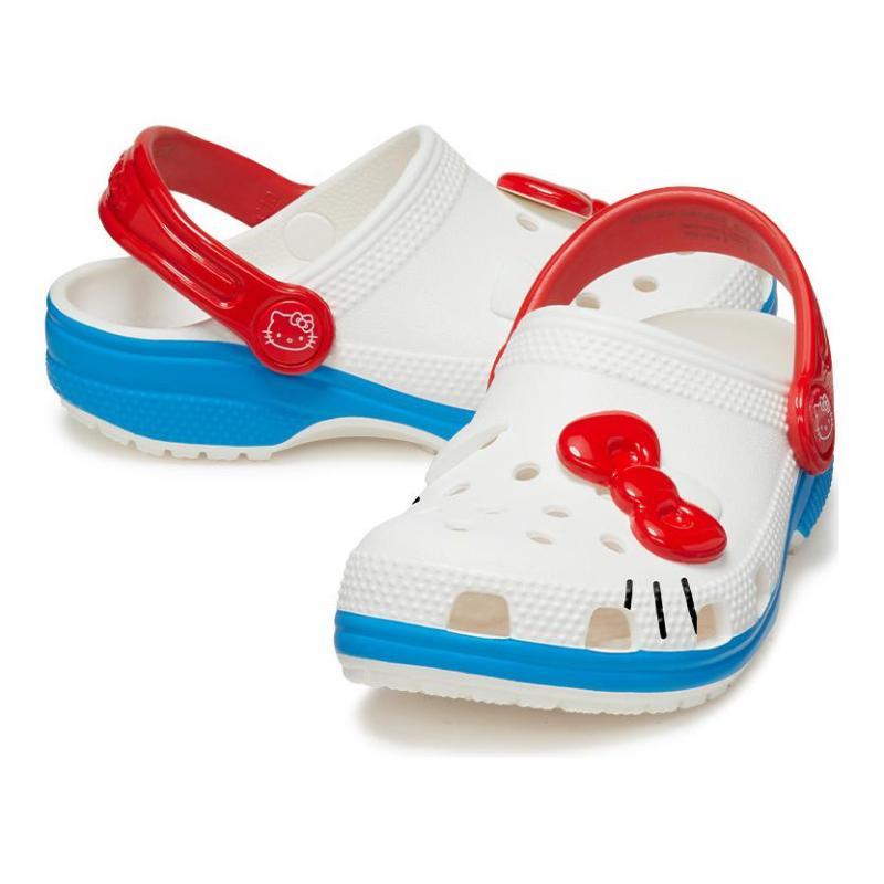 Crocs Аксессуары-бантики Hello Kitty Нескользящие и износостойкие детские сандалии Белая детская модель