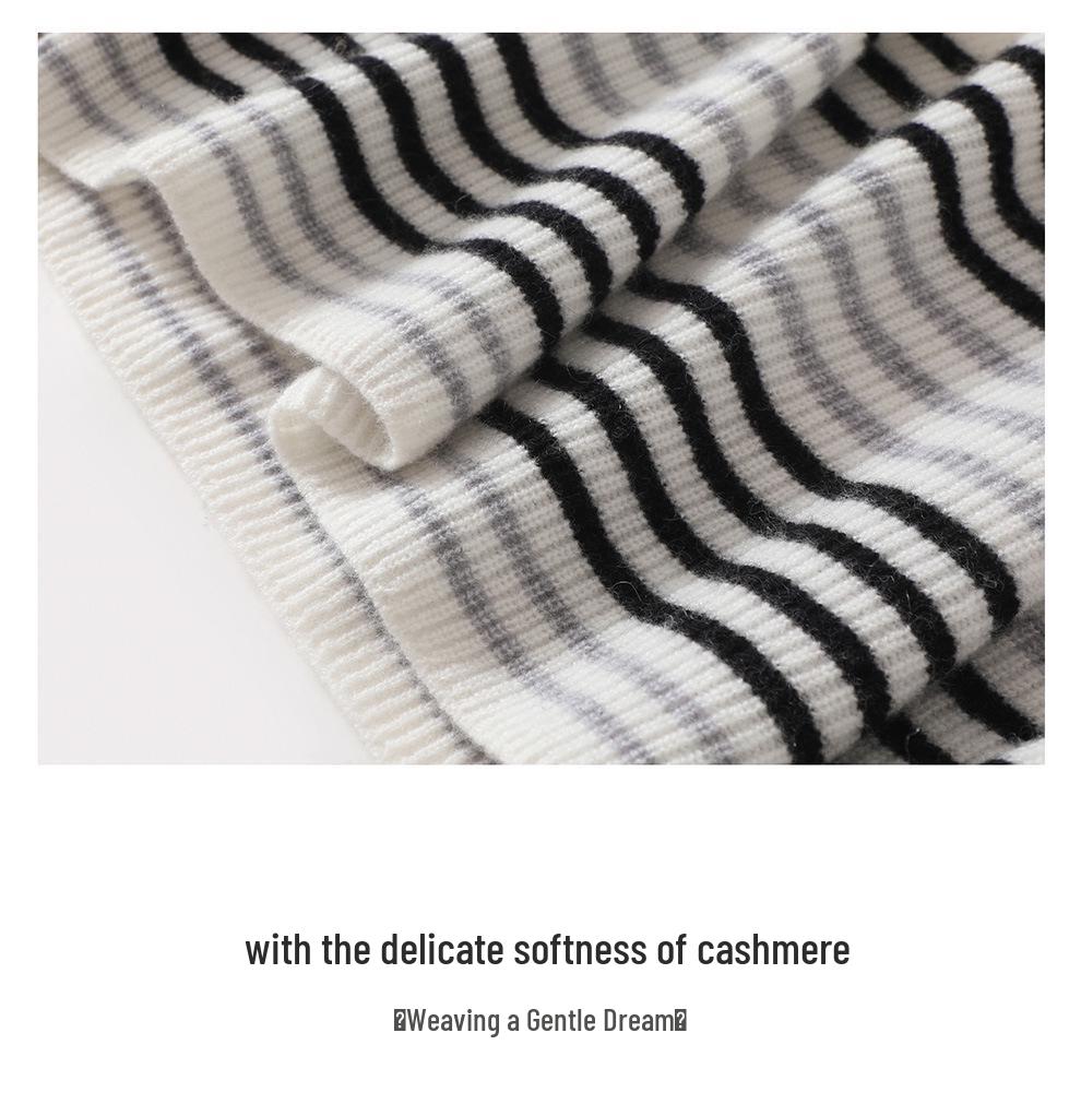 Lekasha Korean Style Striped Cashmere Knit Sweater for Women - Spring & Autumn Fashion