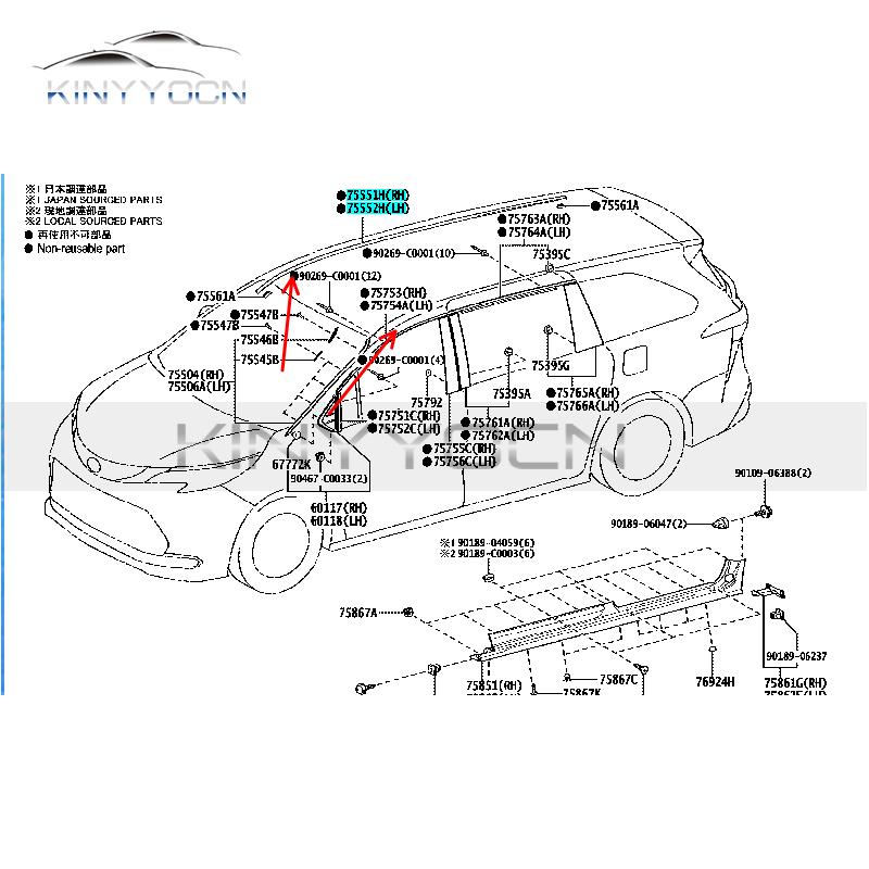 Accessories For Toyota Verso Roof Channel Seal OEM Waterproof Rubber Weatherstrip Rain Gutter Molding Length 210cm Width 2.2cm