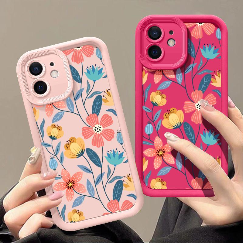 Colorful Flowers Silicone Case For iPhone 17 16e 15 16 Pro Max 14 13 12 11 Pro Max 17e Shockproof Bumper Soft TPU Phone Cover