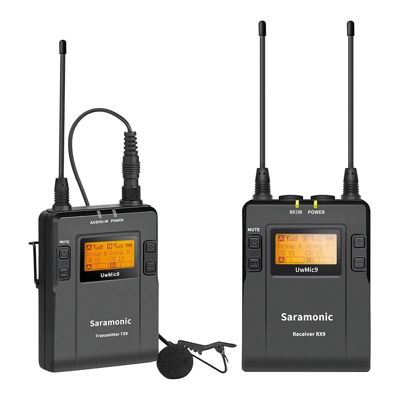 Saramonic UwMic9 KIT1 UHF Wireless Microphone SLR Lavalier Microphone Recording Microphone 1 Transmitter & 1 Receiver Low Latency Transmission