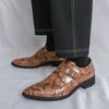 Мужские туфли большого размера с пряжкой, с узором змеиной кожи, кожаные туфли, мужская летняя повседневная обувь в британском стиле, мужские гладкие остроносые туфли из мелкой кожи