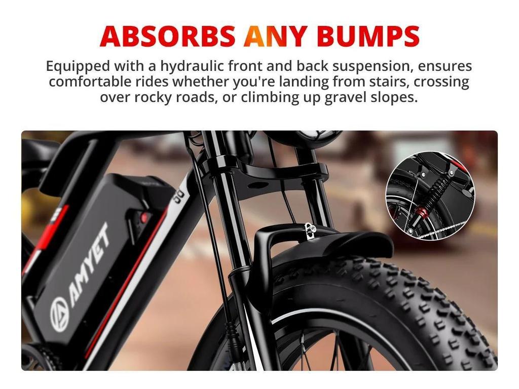 The new 2026 Aike 2000W electric motor with 48V 25AH battery, full suspension shock absorption, off-road electric bicycle.