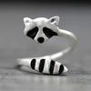 Открытое кольцо в виде енота, женское, милое, с лисьим хвостом, кольцо в виде животного, ювелирные изделия