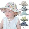 Летняя уличная солнцезащитная кепка для маленьких мальчиков и девочек, складная панама с цветочным принтом и бантом