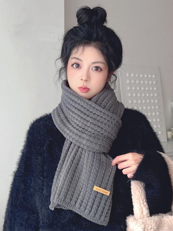 2024 универсальный вязаный красный шерстяной шарф женский зимний элитный новогодний подарок парный шарф