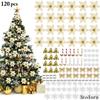 120pcs Christmas Tree Pendant Decoration Christmas Snowflake Bell Bow Christmas Flower Decoration for Christmas Tree