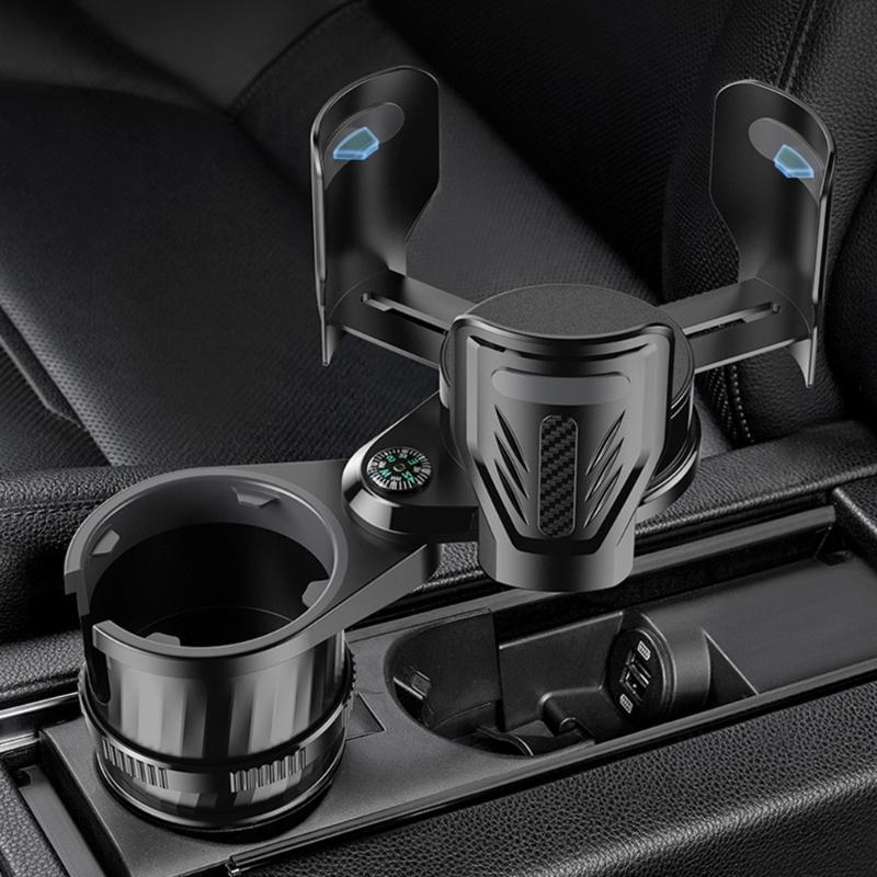 Многофункциональный автомобильный держатель для стаканов 2 в 1, адаптер для расширения объема напитков, подставка-лоток, вращающаяся на 360 градусов, органайзер, нескользящая