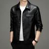 Autumn and Winter PU Leather Plus Velvet Men's Leather Jacket Suitable for Lapel Fashion Versatile Leather Jacket Casual Trend Jacket