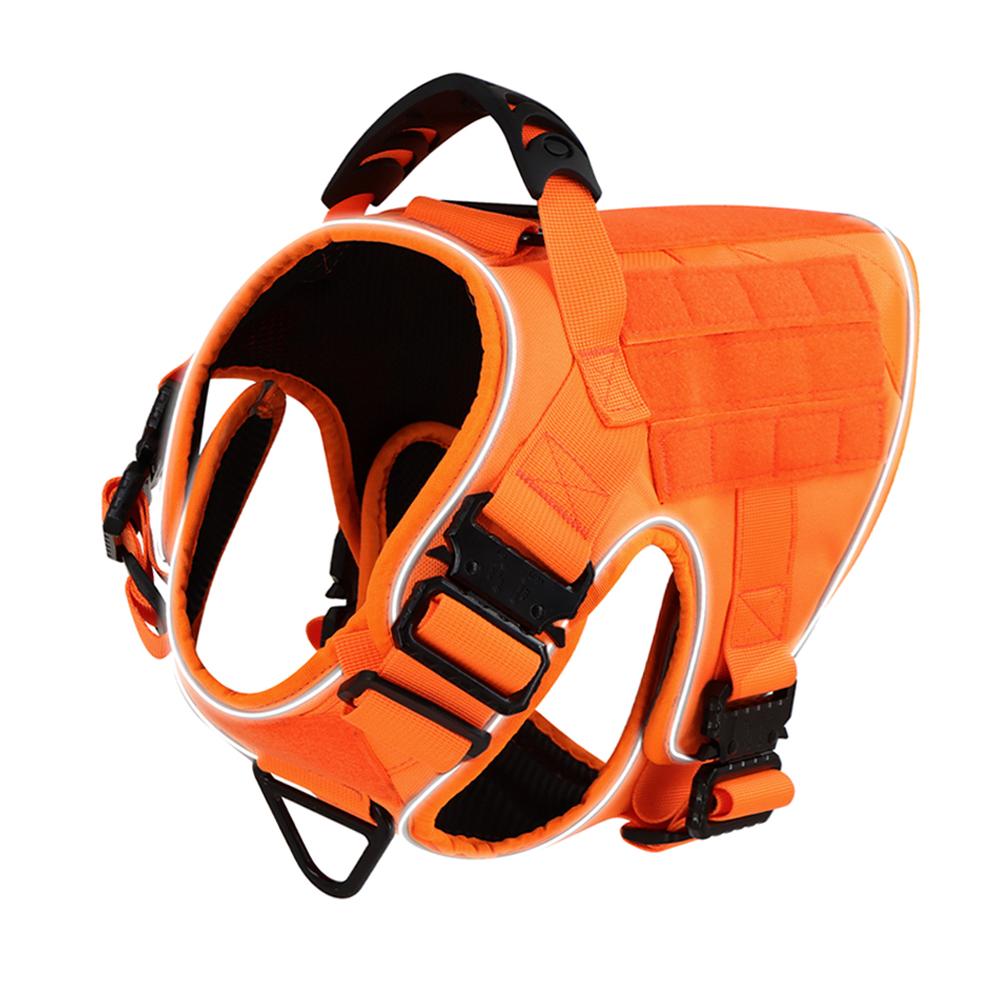 Светоотражающая шлейка для собаки с 4 металлическими пряжками, военная тактическая шлейка-жилет для тренировки питомца, поводок-ошейник, аксессуары для крупных собак