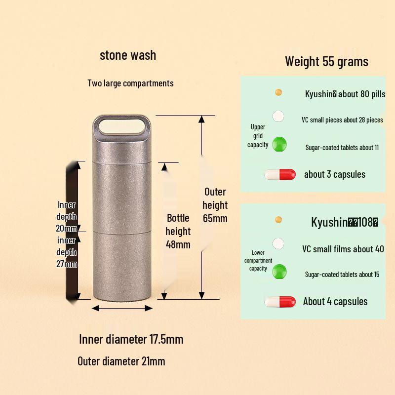 Водонепроницаемая мини-таблетница из нержавеющей стали - Портативный, влагозащищенный дорожный контейнер для лекарств