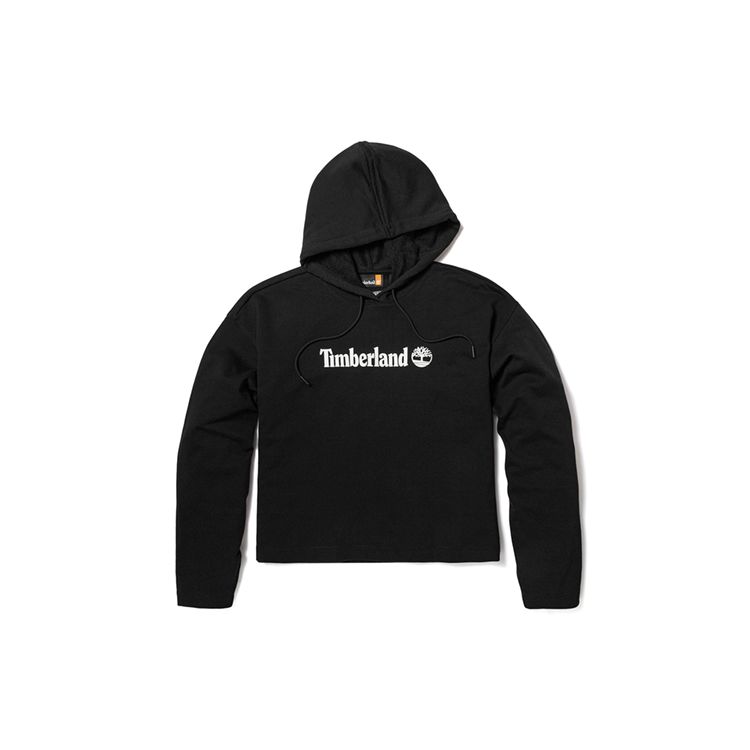 Timberland Повседневная флисовая свободная толстовка с капюшоном для женщин, топы черного цвета A6AZ2-001
