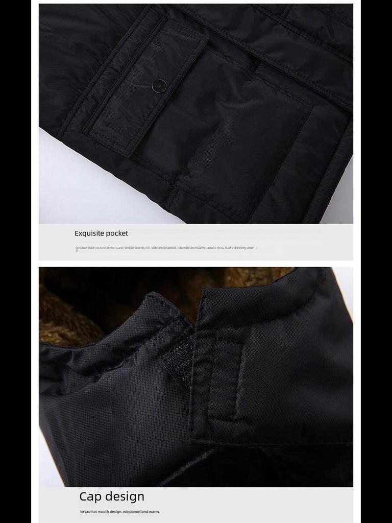 Мужские зимние куртки с бархатной подкладкой и толстой хлопковой подкладкой для пап и дедушек