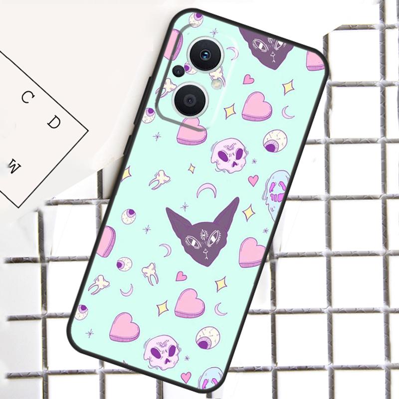 Пастельно-розовый чехол для телефона в стиле 'Girly Pastel Witch Goth' для OPPO Reno 14F 14 13 12 11 F 10 Pro 8T 7 8 Lite OPPO Find X8 X6 X5 Pro