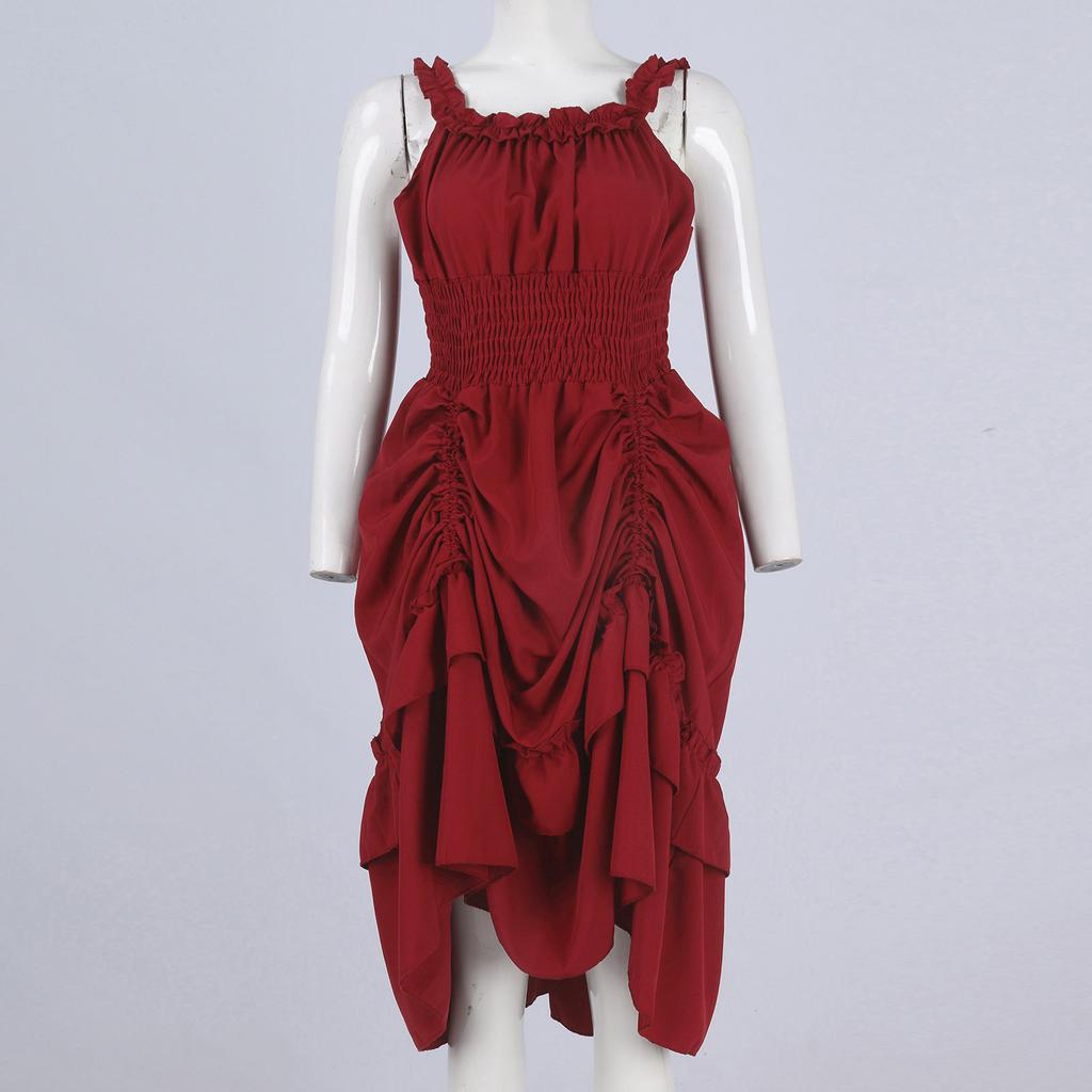 Женская мода, однотонное платье для выступлений, готические винтажные платья без рукавов