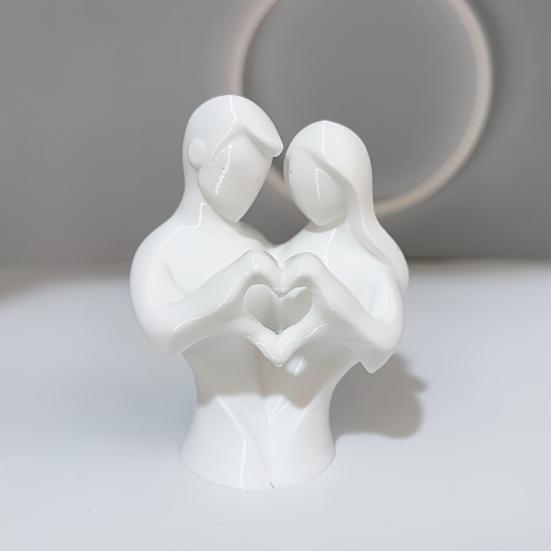 Скульптурная Художественная Текстура 3D Печатная Статуэтка Сердце для Пары, Абстрактная Минималистичная Фигурка Объятия Влюбленных, Романтическое Настольное Украшение Любви, Простое в Уходе