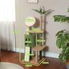 Cat Tree, 139 cm Cat Tree with Cave, Play Balls, Sisal Scratching Posts and Platforms, for Two Cats, Green