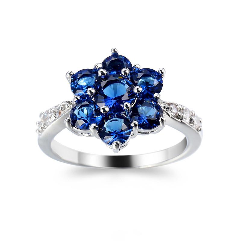 Blue Zirconium Pink Ring Copper Base Gold Plating Conscious Decoration Women